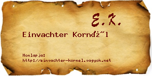 Einvachter Kornél névjegykártya