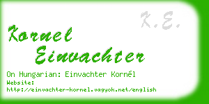 kornel einvachter business card